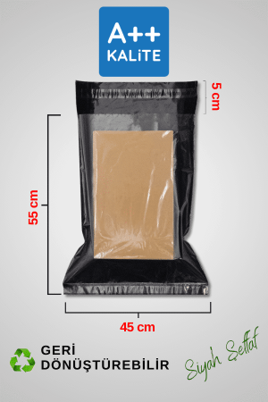 Şeffaf Kargo Poşeti 80 Mikron 45 x 55 Cm + 5 Cm